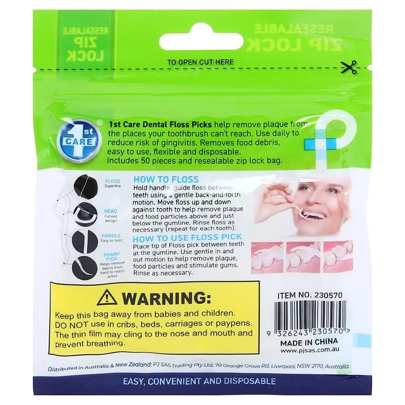 Dental Floss Picks in Resealable Bag - Plastic - 50pk – image 3