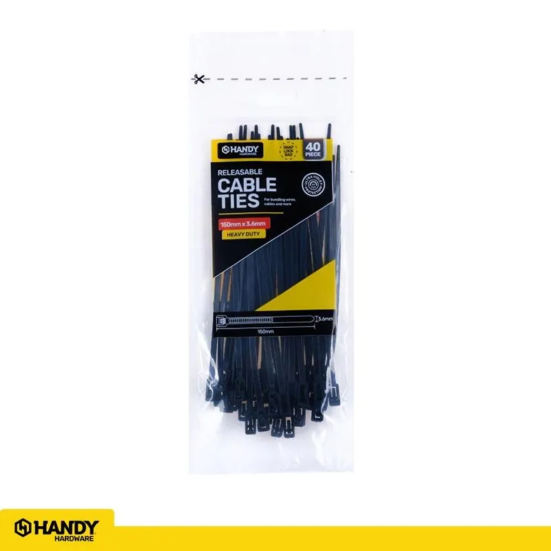Cable Ties Releasable Black 150mm X 3.6mm 40pc – image 4
