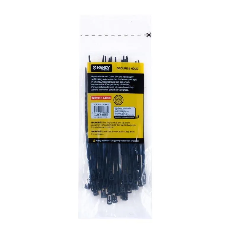 Cable Ties Releasable Black 150mm X 3.6mm 40pc – image 3