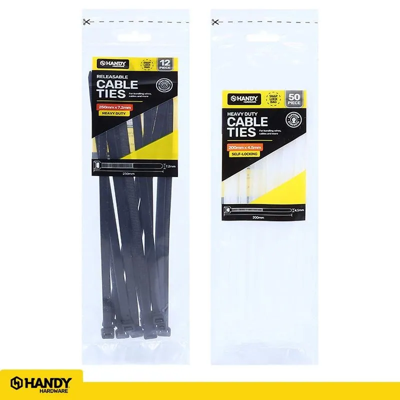 Cable Ties Releasable Black 250mm X 7.2mm 12pc – image 3