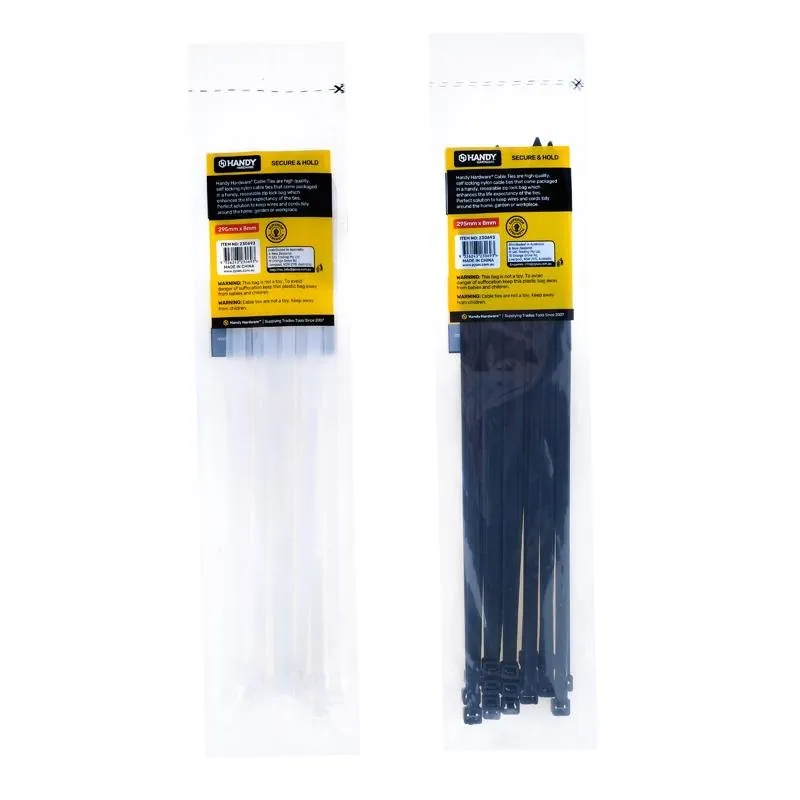 Cable Ties Black & Clear Assorted in Carton Heavy Duty Wide 295mm X 8mm 20pc – image 2