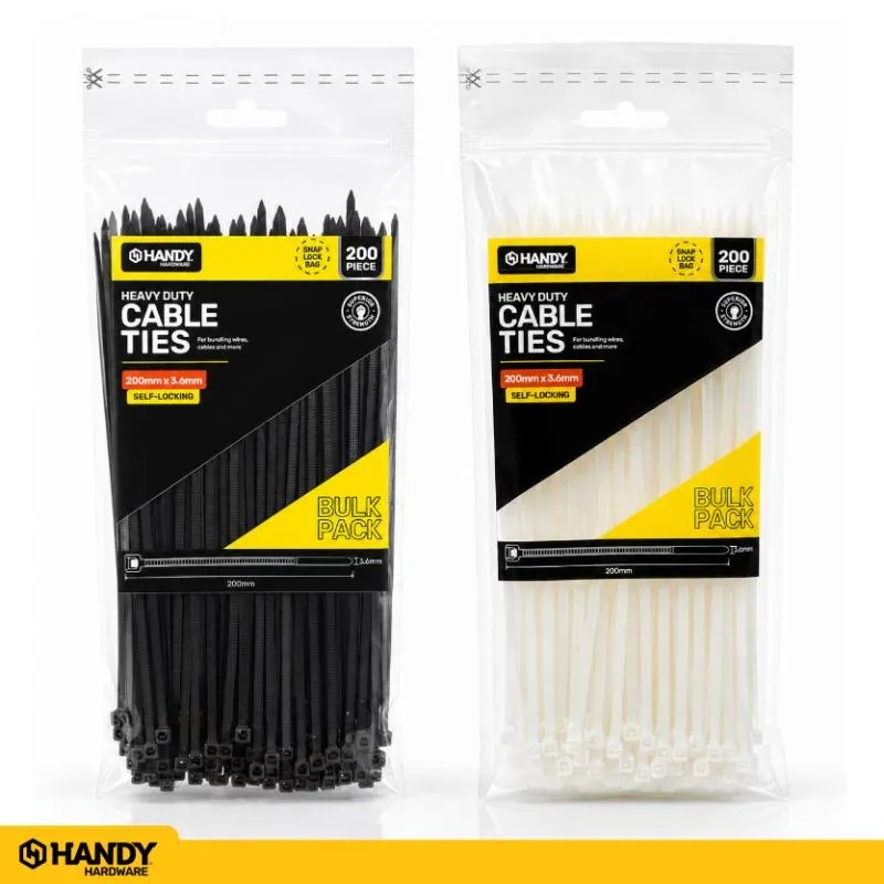 Cable Ties Bulk Pack Black & Clear Assorted in Carton 200mm X 3.6mm 200pc – image 3