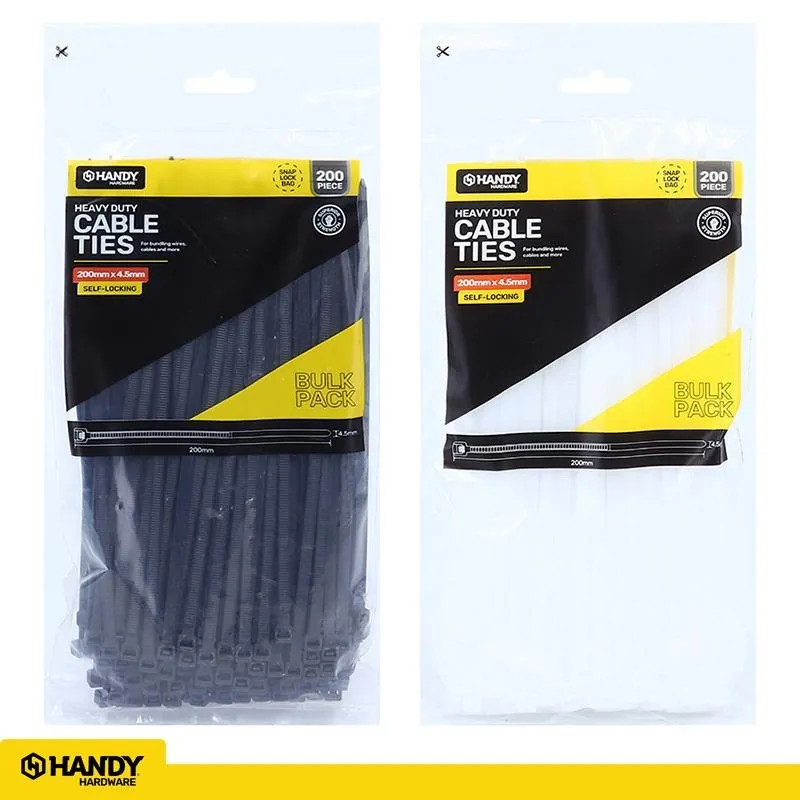 Cable Ties Bulk Pack Black & Clear Assorted in Carton 200mm X 4.5mm 200pc – image 3