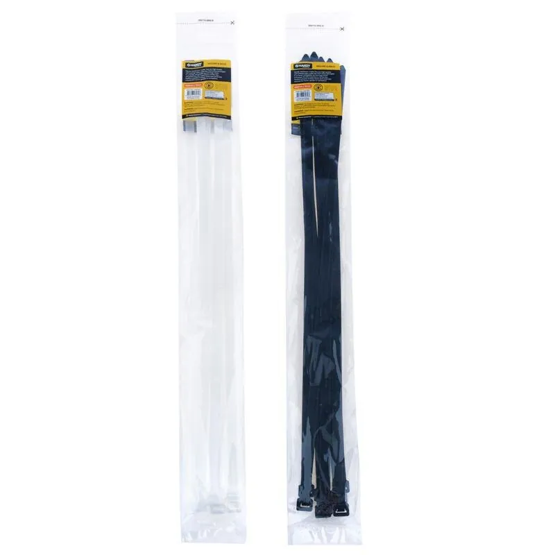 Cable Ties Black & Clear Assorted in Carton Extra Wide Heavy Duty 600mm X 12mm 10pc – image 2