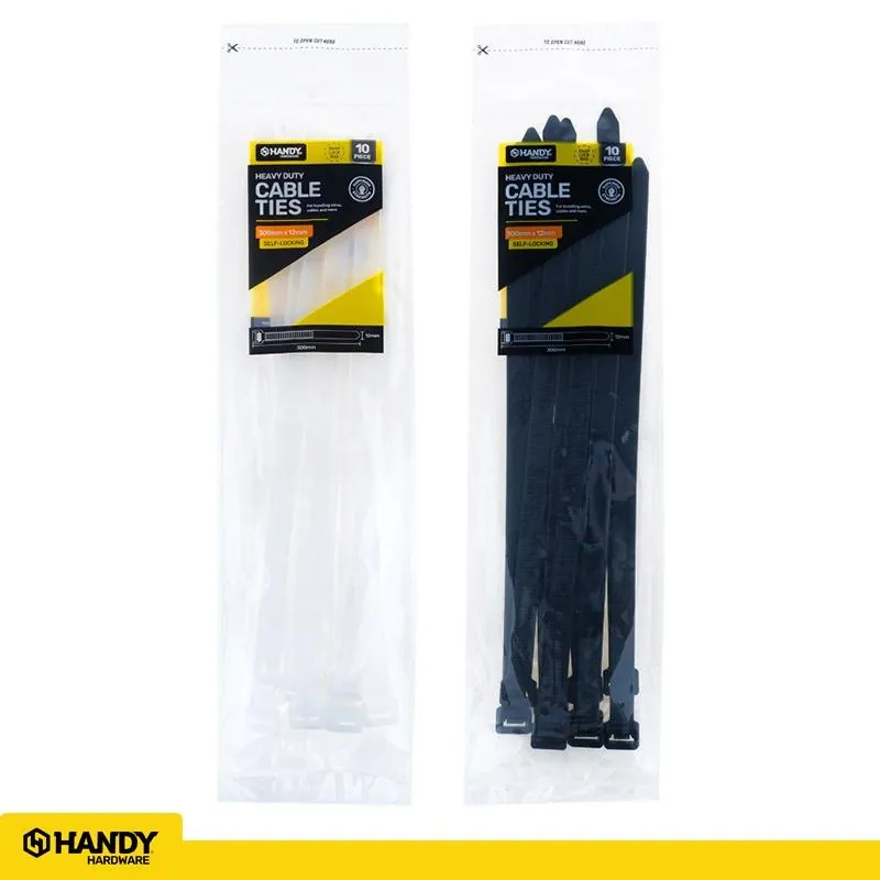 Cable Ties Black & Clear Assorted in Carton Extra Wide Heavy Duty 300mm X 12mm 10pc – image 3