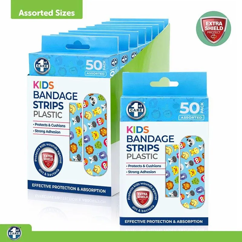 Bandage Strips Kids Animal Print 50pk (2 Assorted Sizes 35pc - 5.5cm X 1.9cm & 15pc - 4cm X 1cm) - Plastic – image 4
