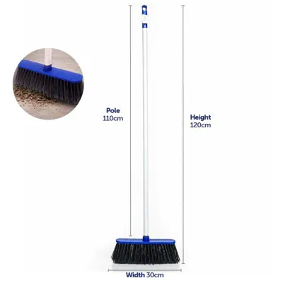 Broom Outdoor Multi-Purpose Hard Bristle 1.2m Handle - 300mm Head