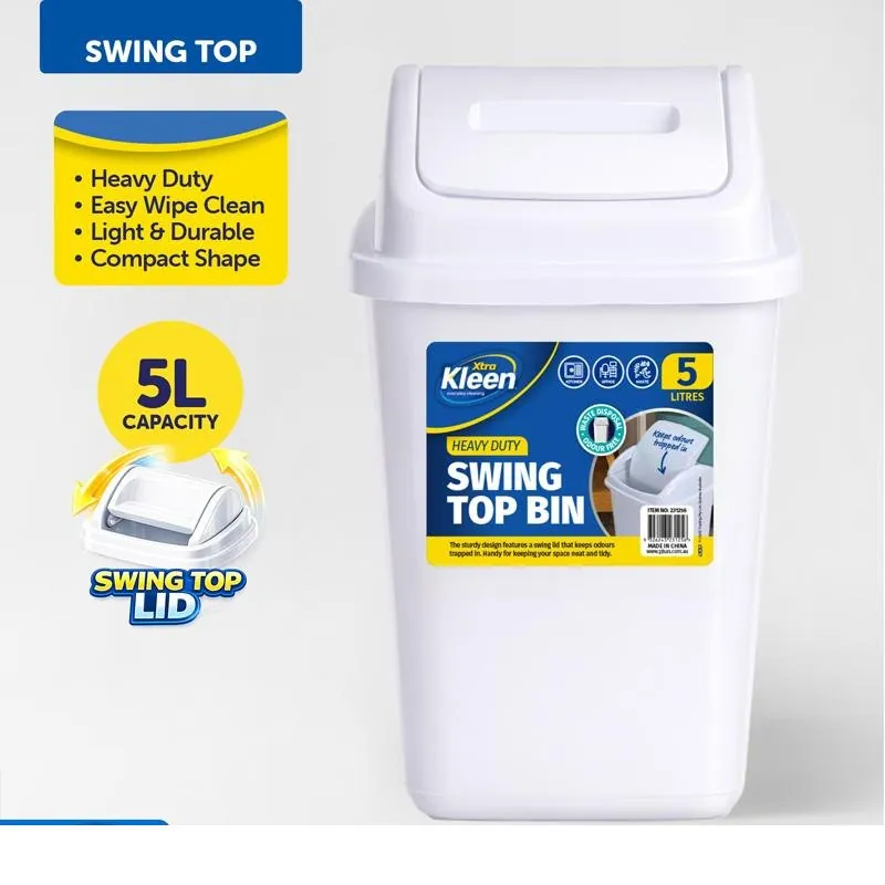 Swing Top Bin 5l Capacity - White – image 3