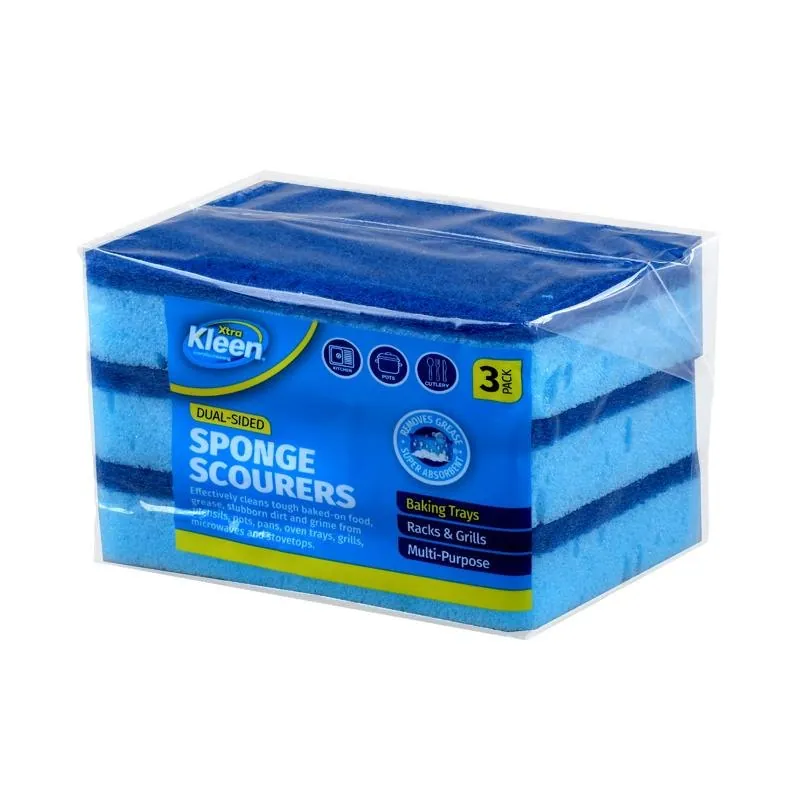 Angled Sponge with Top Scourer 3pk - 11.5cm X 7cm X 2.5cm – image 3