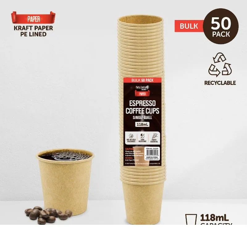 Paper Coffee Cup Single Wall 118ml 50pk (Espresso) – image 2
