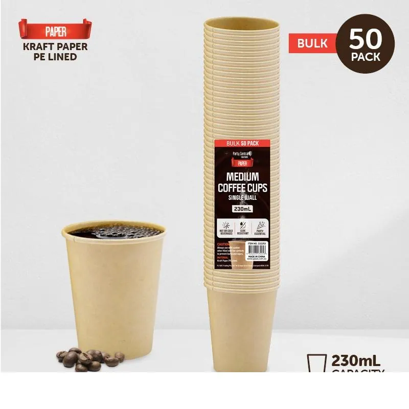 Paper Coffee Cup Single Wall 230ml 50pk (Medium) – image 2