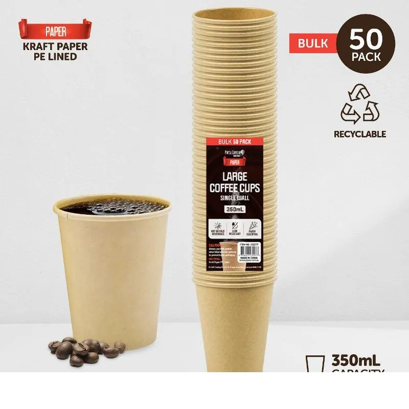 Paper Coffee Cup Single Wall 350ml 50pk (Large) – image 2