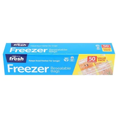 Kitchen Consumables Freezer Bags Snap Lock 50pk 30cm X 26.5cm