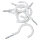 Bag of Round Screw Hooks White PVC 35mm X 70mm 6pc – image 1