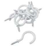 Bag of Round Screw Hooks White PVC 38mm X 53mm 10pc – image 1
