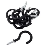 Bag of Round Screw Hooks Black PVC 38mm X 53mm 10pc – image 1