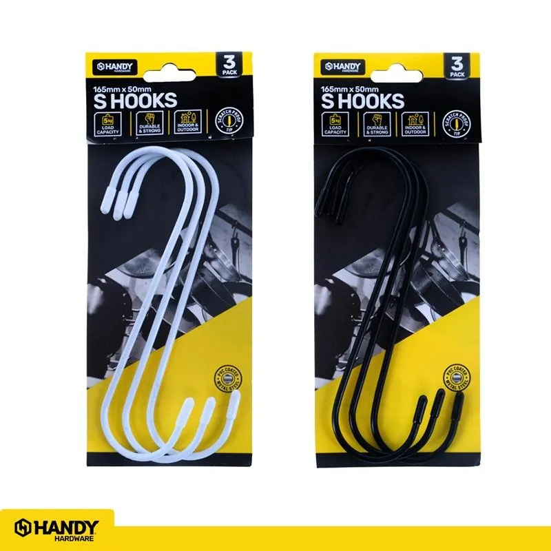 S Hooks PVC Coated with Scratch Proof Tip Protectors 165mm X 50mm 3pk – image 3