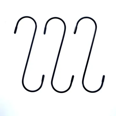 S Hooks PVC Coated with Scratch Proof Tip Protectors 165mm X 50mm 3pk