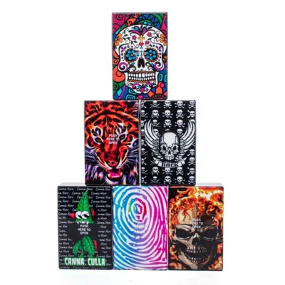 Man Cave Accessories Cigarette Case Flip Top Holds 20 - 6 Assorted Designs