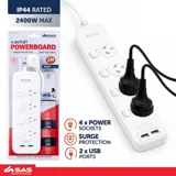 Halloween Power Board 4 Outlets with Individual Switch & Surge Protection & 2 USB Ports 1 Metre Cord White 240V 10A Max Load 2400W USB Output 5V 2.1A – image 4