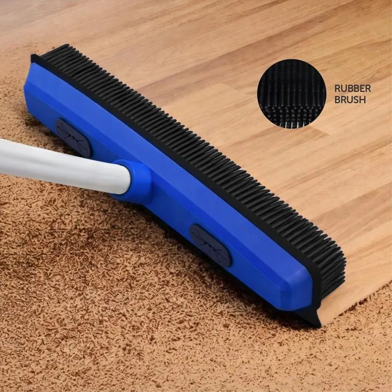 Squeegee Broom with Rubber 2 in 1 with Telescopic Extendable Handle - Head (34cm X 6cm)- Handle Extends From (75cm To 130cm) – image 2