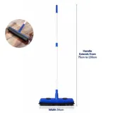 Squeegee Broom with Rubber 2 in 1 with Telescopic Extendable Handle - Head (34cm X 6cm)- Handle Extends From (75cm To 130cm) – image 1