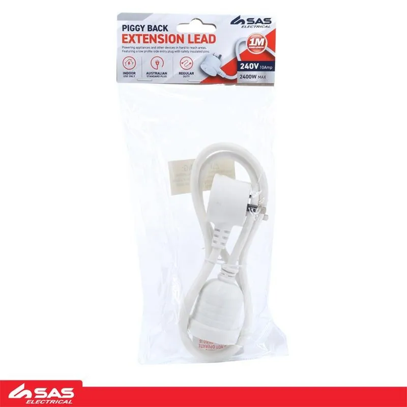 Piggy Back Extension Lead 1 Metre White 240V 10A Max Load 2400W – image 4