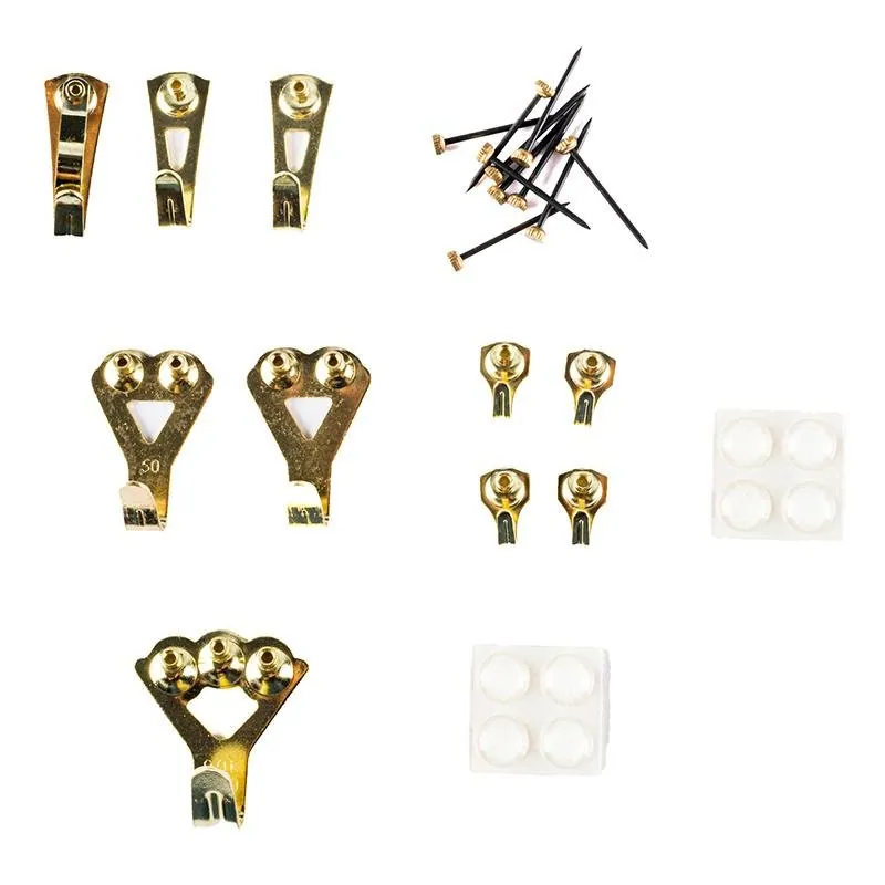 Hooks Picture Premium Brass Plated Assorted Hooks & Sizes 14pc (Holds Up To 45kg) – image 2