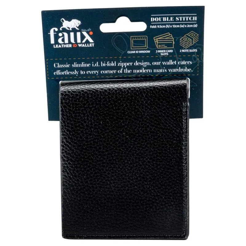 Wallet Mens Slimline Fold Faux Leather 9.5cm X 11cm X 1.5cm – image 4