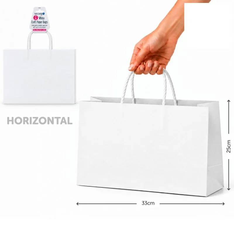 Craft Paper Bags Horizontal White 25cm X 31cm X 12cm 2pk – image 4