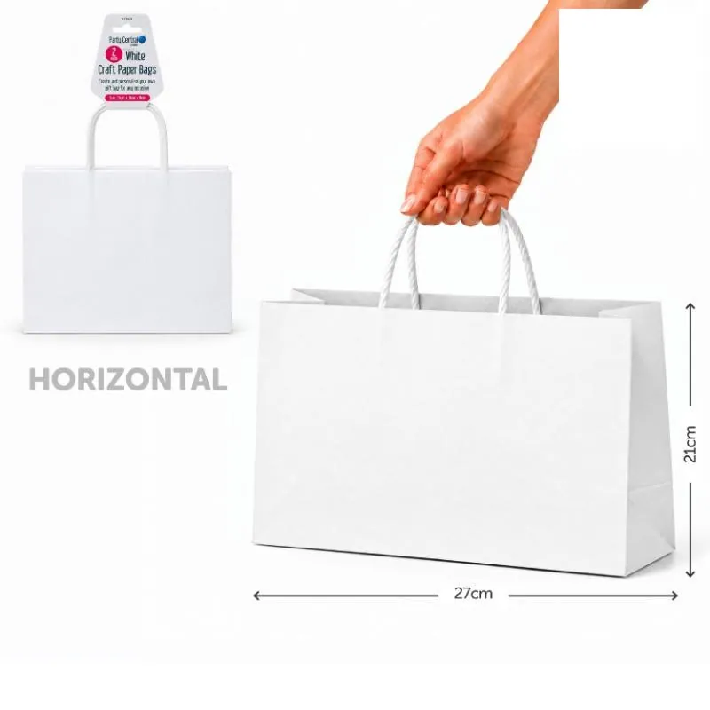 Craft Paper Bags Horizontal White 28cm X 22cm X 10cm 2pk – image 4