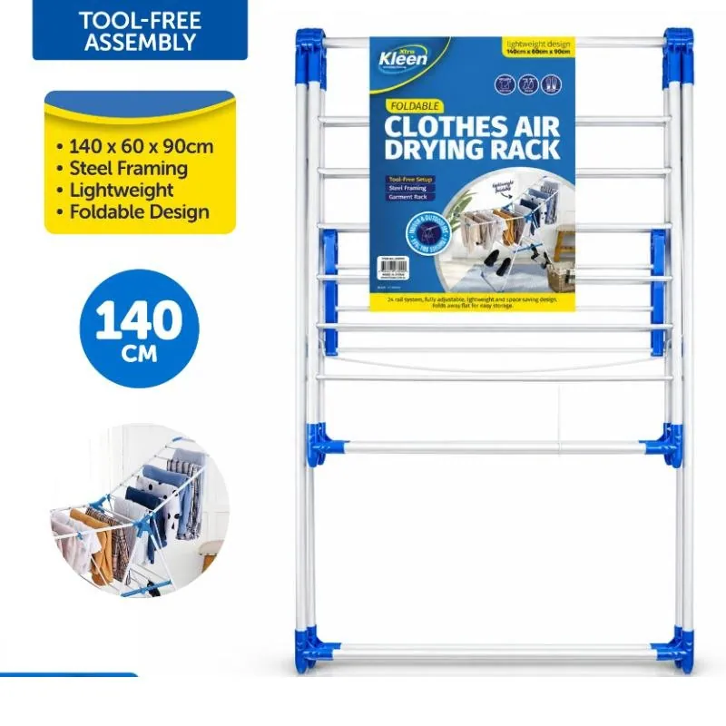 Airer Folding Clothes Drying Rack - 135cm X 58cm X 95cm - Iron Frame with Plastic Coating – image 4