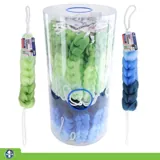 Exfoliating Back and Body Scrubber with Rope Handles - 30cm – Plait Design Green and Blue Colours – image 3