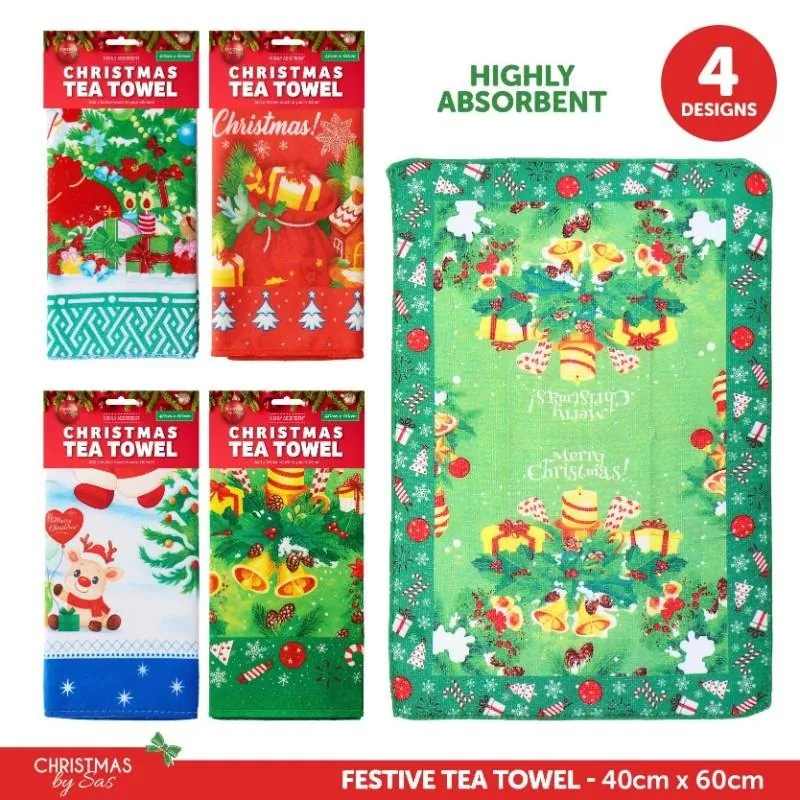 Tea Towel Christmas 1pc 40cm X 60cm Multi-Colour 4 Assorted Designs – image 4