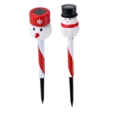 Christmas Stake Light Solar Candy Cane Snowman 1LED 36cm 2 Assorted Types Cool White 1 Function – image 1