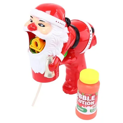 Toy Bubble Gun Christmas 1pk 60ml Santa/Red