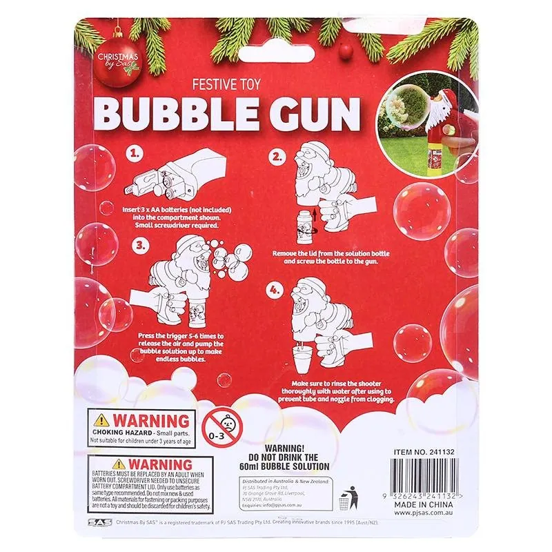Toy Bubble Gun Christmas 1pk 60ml Santa/Red – image 3