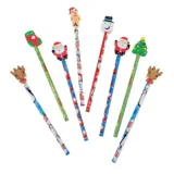 Pencil & Eraser Set Christmas 8pk 19cm Multi-Colour 8 Assorted Designs – image 2