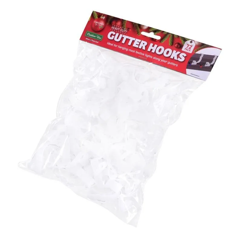 Christmas Gutter Hooks Heavy Duty 72pk 6cm X 2.5cm Clear – image 3