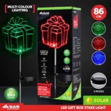 Christmas Stake Light Solar Gift Box 1LED 13cm X 11cm X 86cm Multi Colour 1 Function Colour Changing – image 4