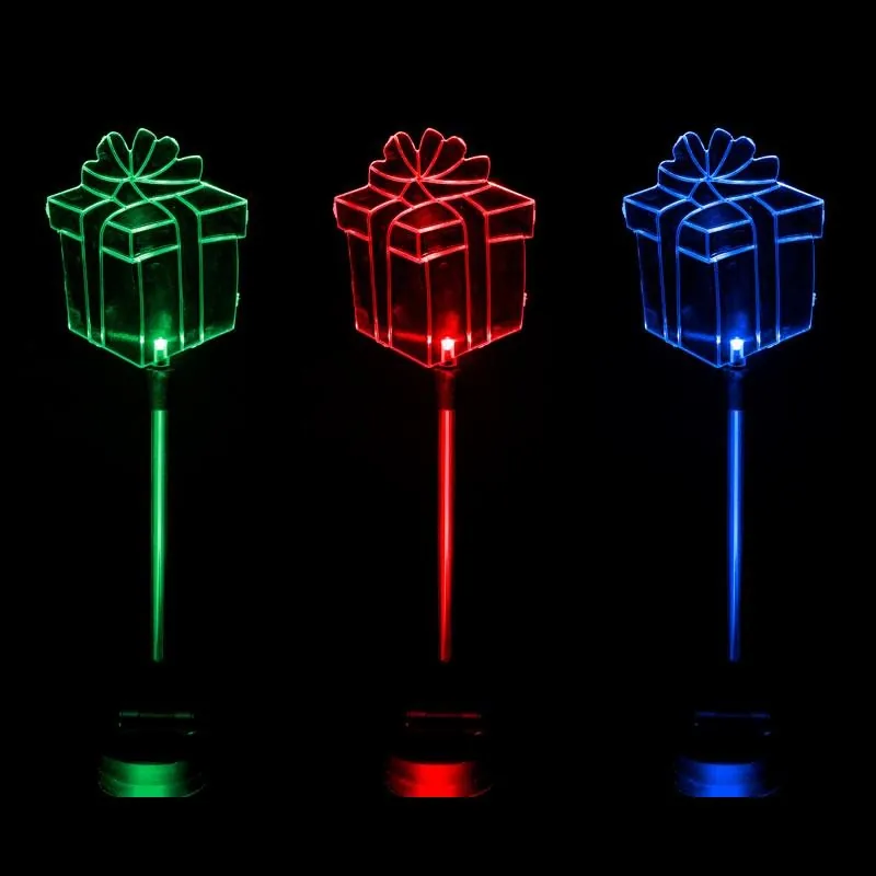 Christmas Stake Light Solar Gift Box 1LED 13cm X 11cm X 86cm Multi Colour 1 Function Colour Changing – image 2