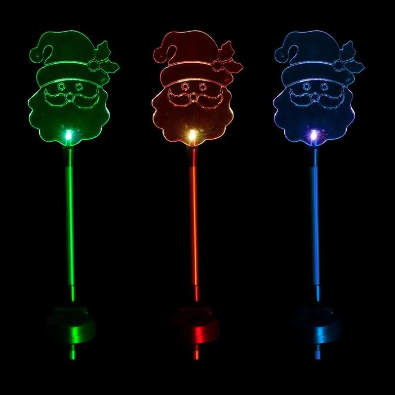 Christmas Stake Light Solar Santa 1LED 14cm X 10cm X 86cm Multi Colour 1 Function Colour Changing – image 2