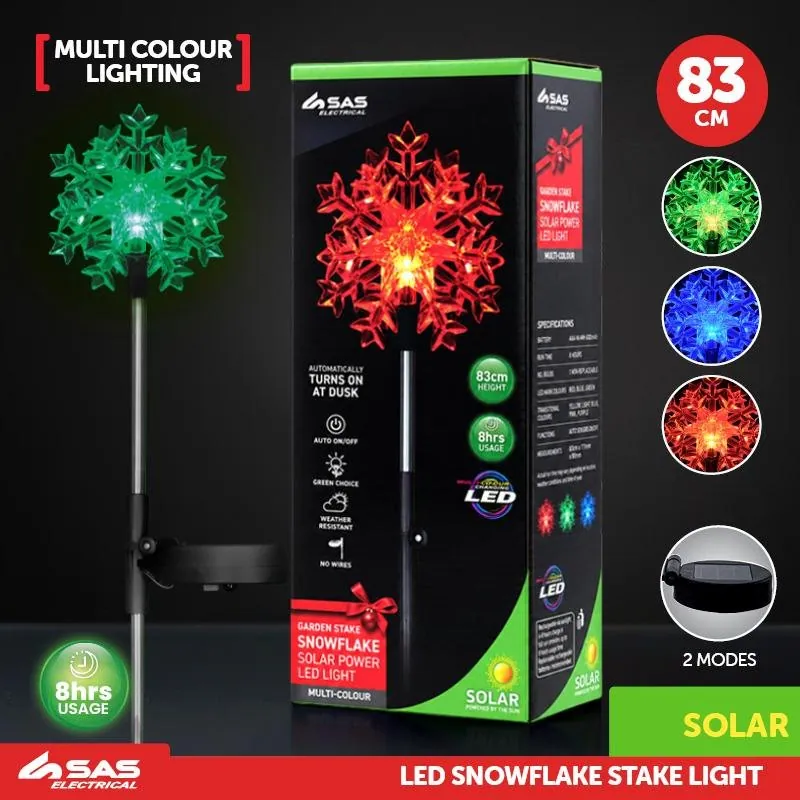 Christmas Stake Light Solar Snowflake 1LED 10cm X 13cm X 83cm Colour Changing Function – image 4