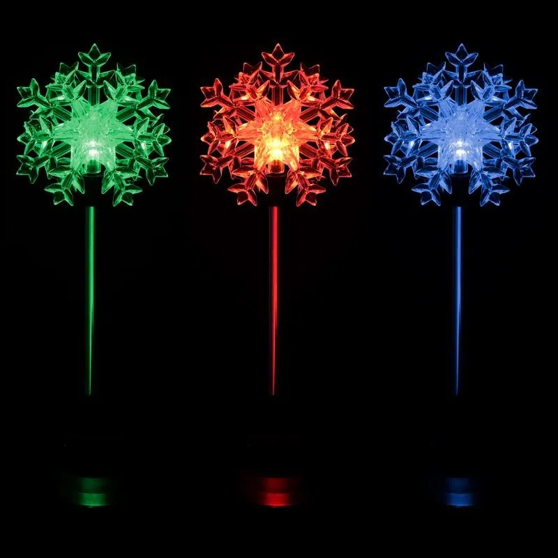 Christmas Stake Light Solar Snowflake 1LED 10cm X 13cm X 83cm Colour Changing Function – image 2