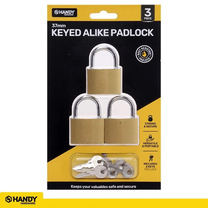 Padlock Keyed Alike 37mm Includes 2 Keys Per Lock 3pk – image 4