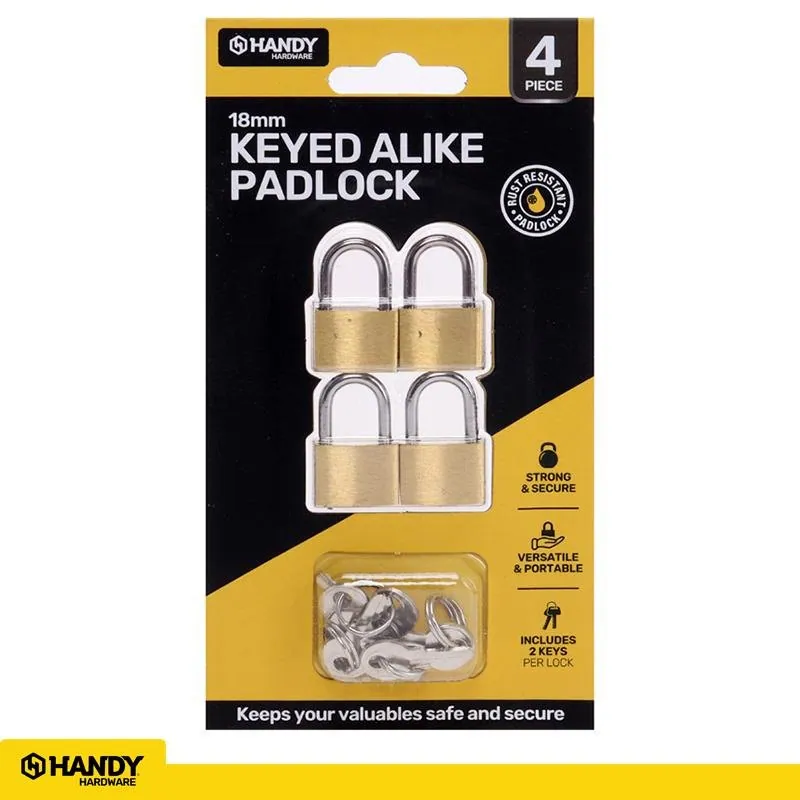 Padlock Keyed Alike 18mm Includes 2 Keys Per Lock 4pk – image 4