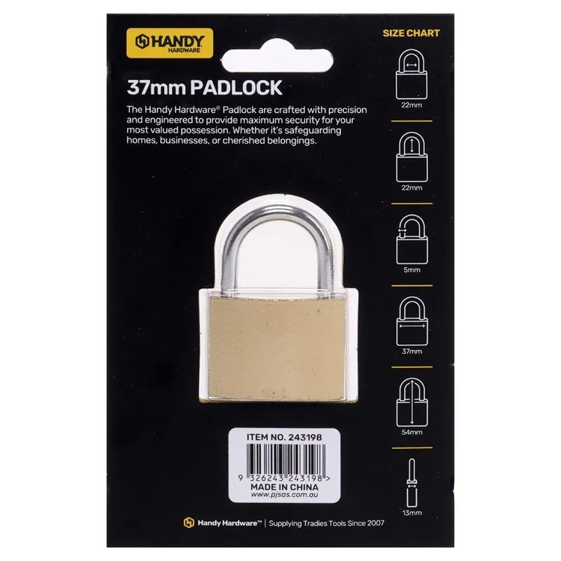 Padlock 37mm Includes 3 Keys 1pk – image 3