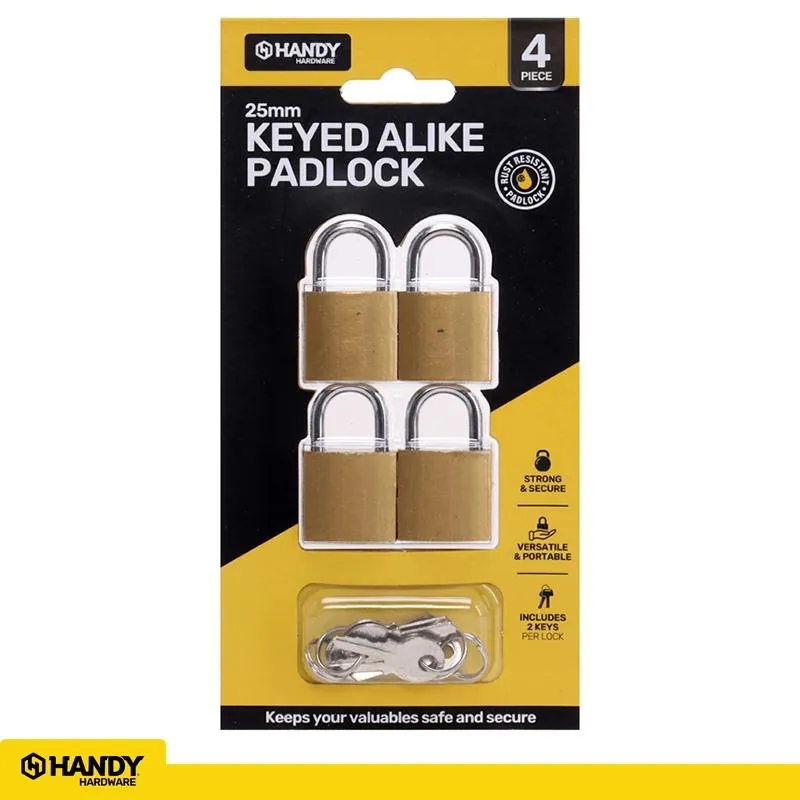 Padlock Keyed Alike 25mm Includes 2 Keys Per Lock 4pk – image 4