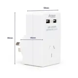 Adaptor with Dual USB Ports White 240V 10A Max Load 2400W USB Output 5V 2.1A – image 1