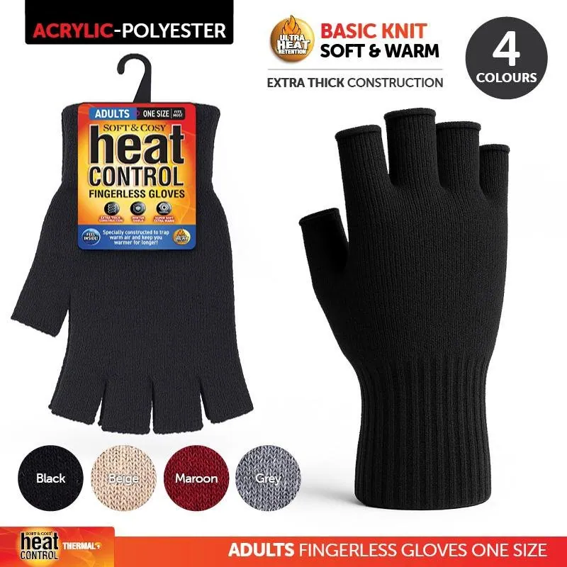 Gloves Fingerless Womens Basic Knit Black, Beige, Maroon, Grey – image 4